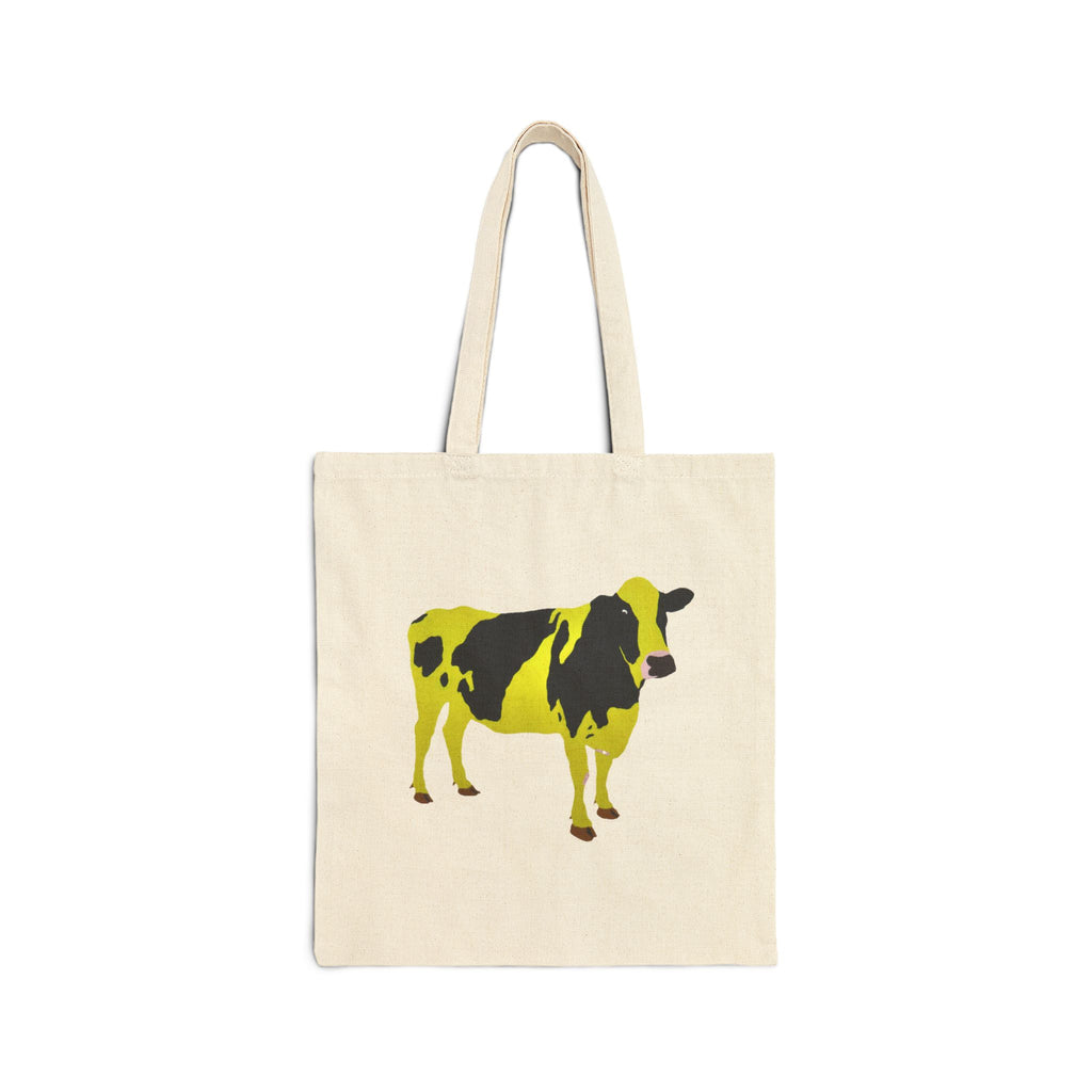Yellow Cow Graphic Tote Bag - Hand-Drawn Heritage Cattle Market Bag