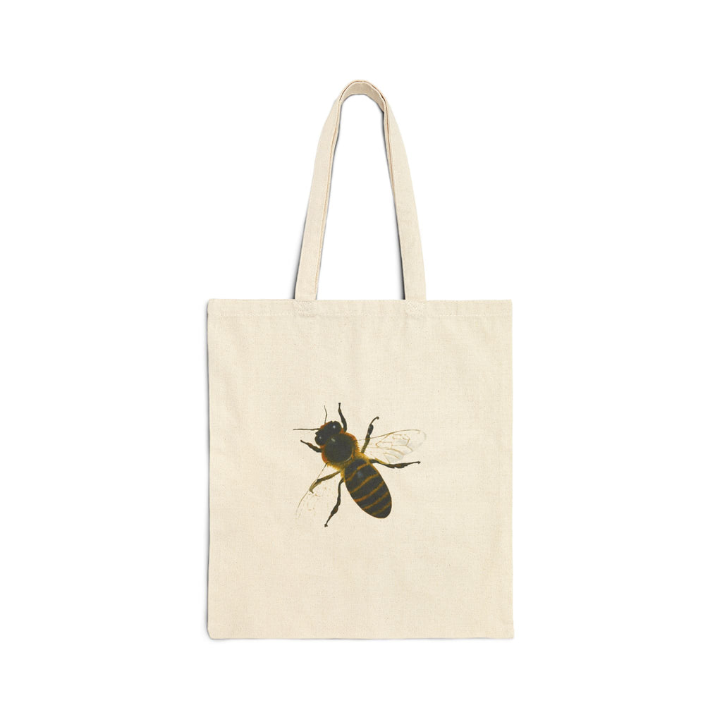 Botanical Honeybee Canvas Tote Bag - Vintage Insect Art Shopping Bag