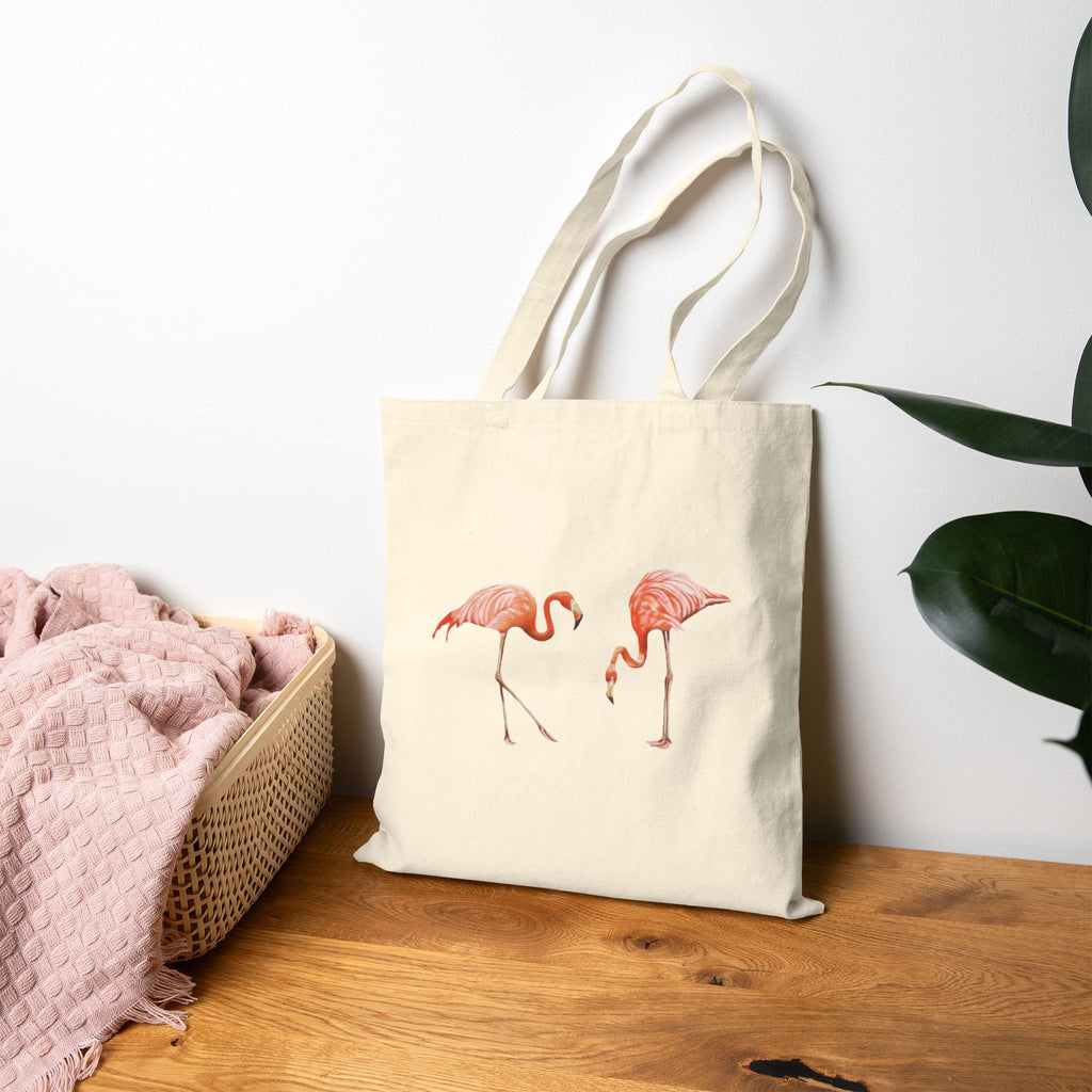 Pair of Flamingos Reusable Tote - Retro Earthy Shorebird Aesthetic Bag