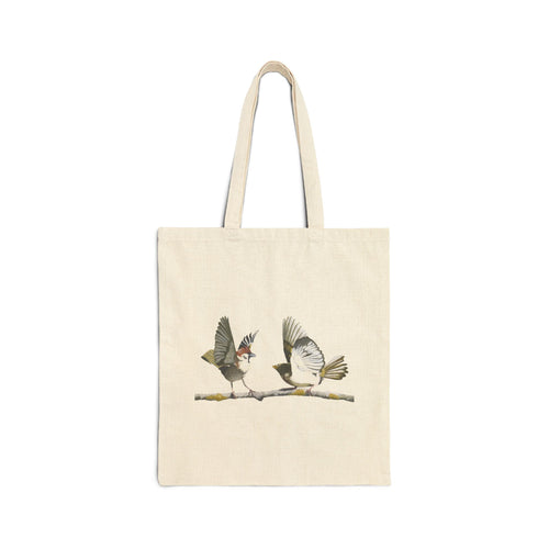 Bickering Sparrows Reusable Tote - Retro Earthy Backyard Avian Aesthetic Bag
