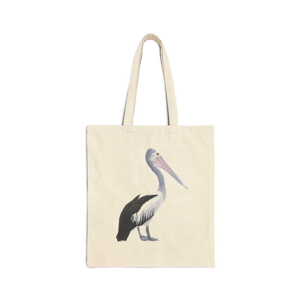 Coastal Pelican Canvas Tote Bag - Vintage Ocean Art Shopping Bag