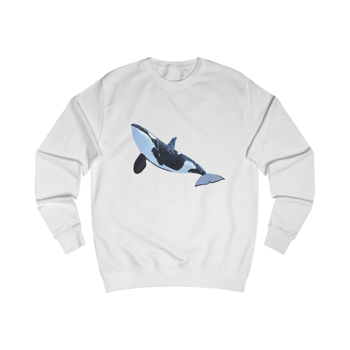 Pacific Orca Graphic Sweatshirt - Retro Marine Hand-Drawn Oceanic Print