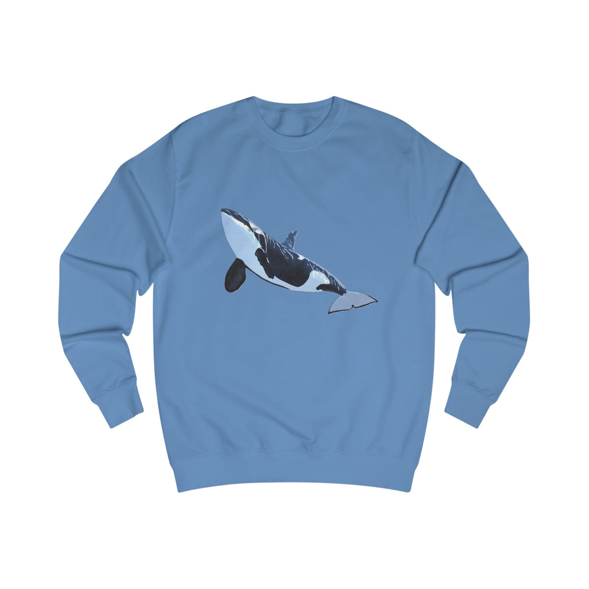 Pacific Orca Graphic Sweatshirt - Retro Marine Hand-Drawn Oceanic Print