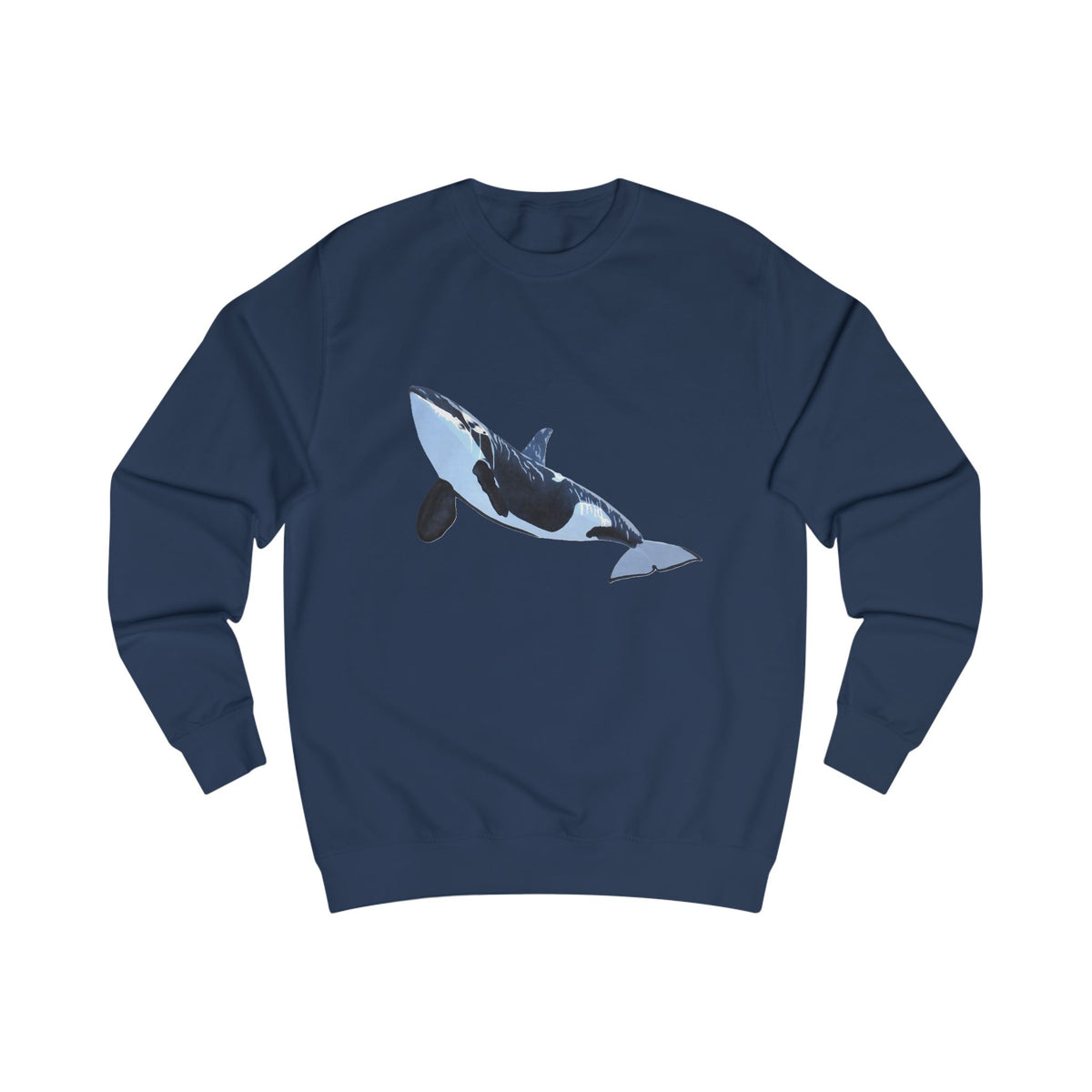 Pacific Orca Graphic Sweatshirt - Retro Marine Hand-Drawn Oceanic Print