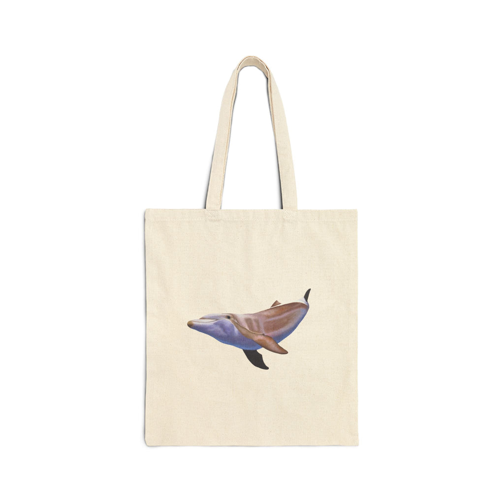 Ocean Dolphin Canvas Tote Bag - Vintage Marine Art Shopping Bag