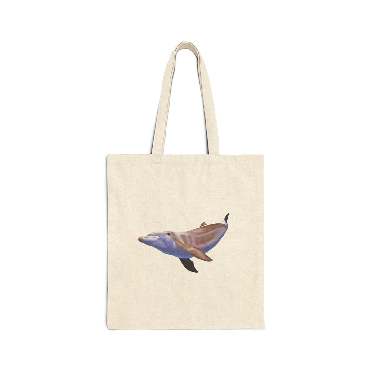 Ocean Dolphin Canvas Tote Bag - Vintage Marine Art Shopping Bag
