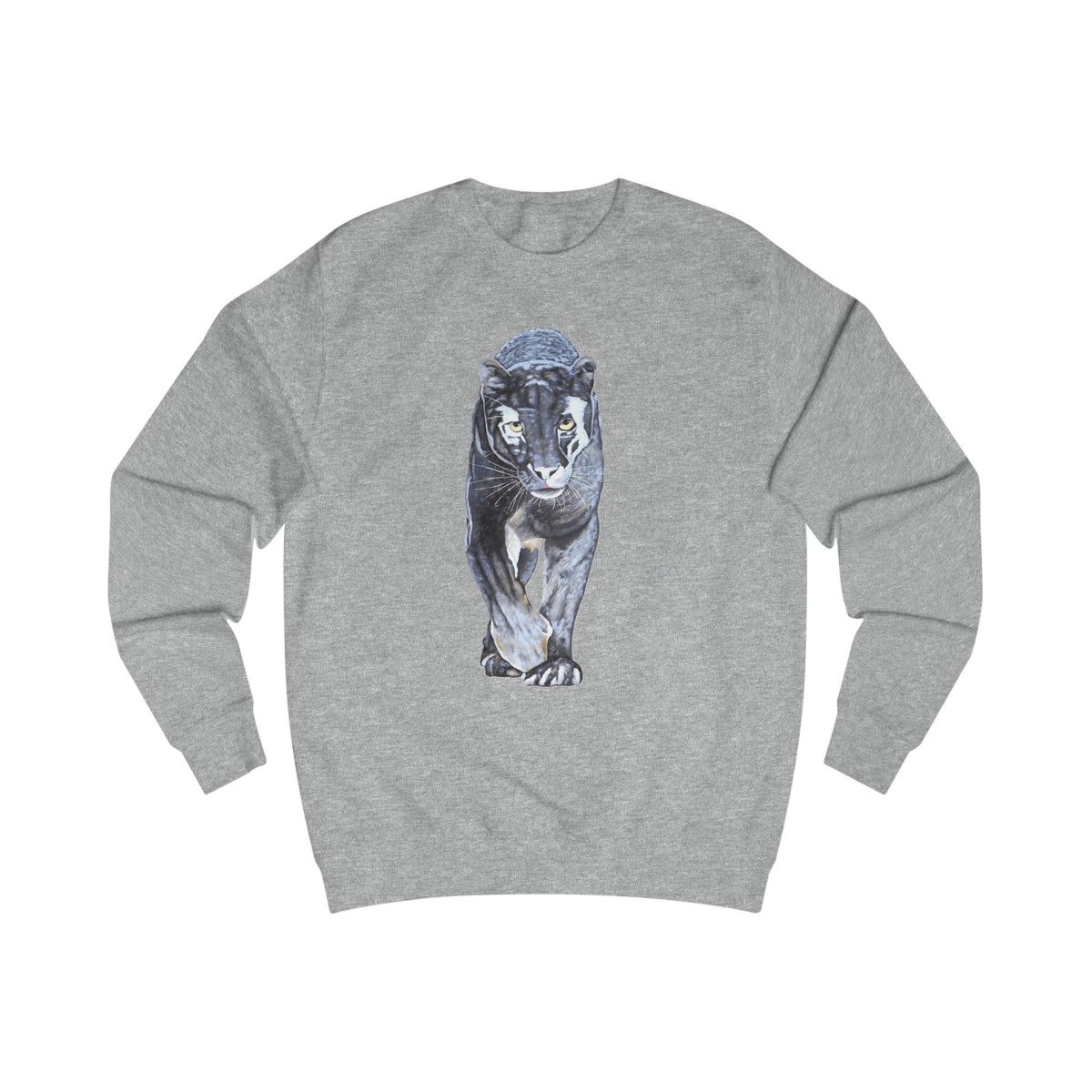 Midnight Black Panther Sweatshirt - Hand-Drawn Wildlife Art Print