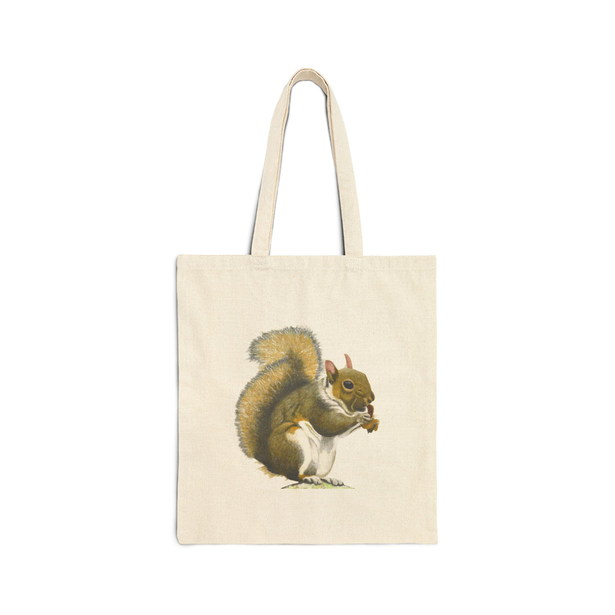 Woodland Squirrel Canvas Tote - Vintage Botanical Art Shopping Bag