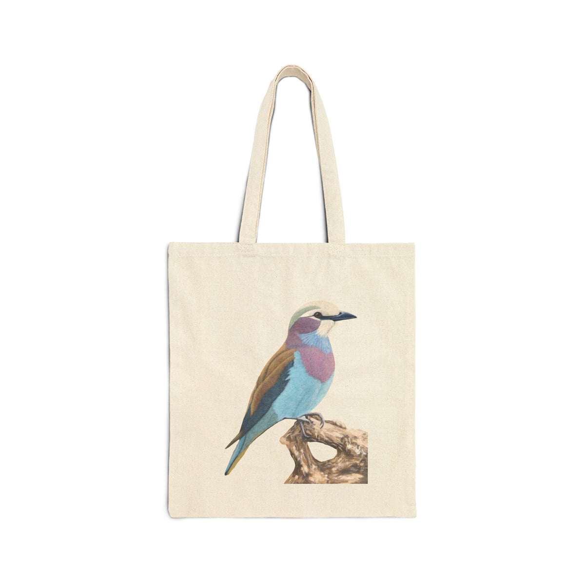 Lilac-Breasted Roller Graphic Tote Bag - Hand-Drawn African Wildlife Market Bag