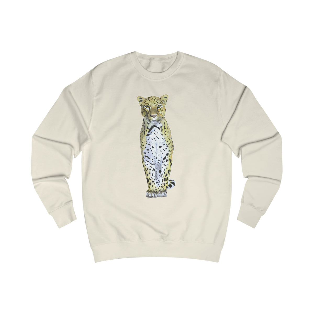 Spotted Leopard Graphic Sweatshirt - Retro Botanical Wildlife Sweater