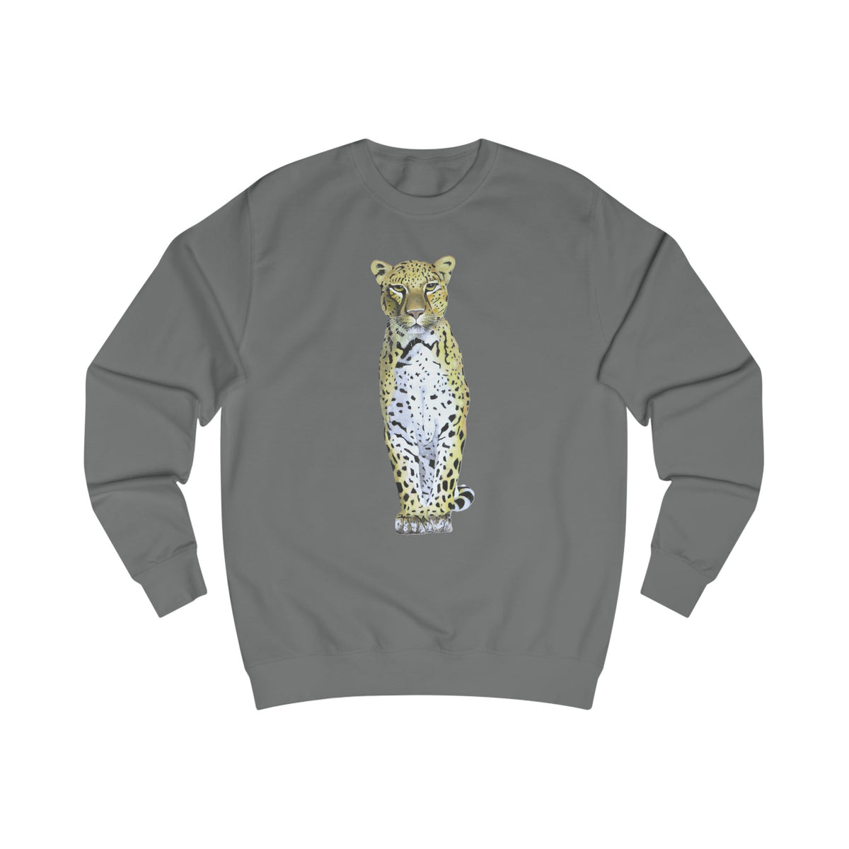 Spotted Leopard Graphic Sweatshirt - Retro Botanical Wildlife Sweater