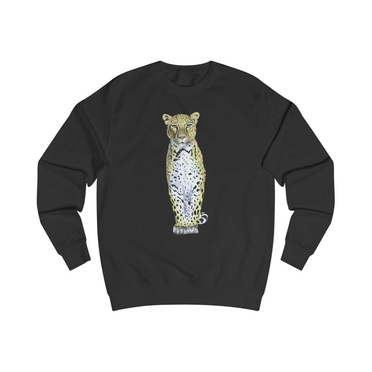 Spotted Leopard Graphic Sweatshirt - Retro Botanical Wildlife Sweater