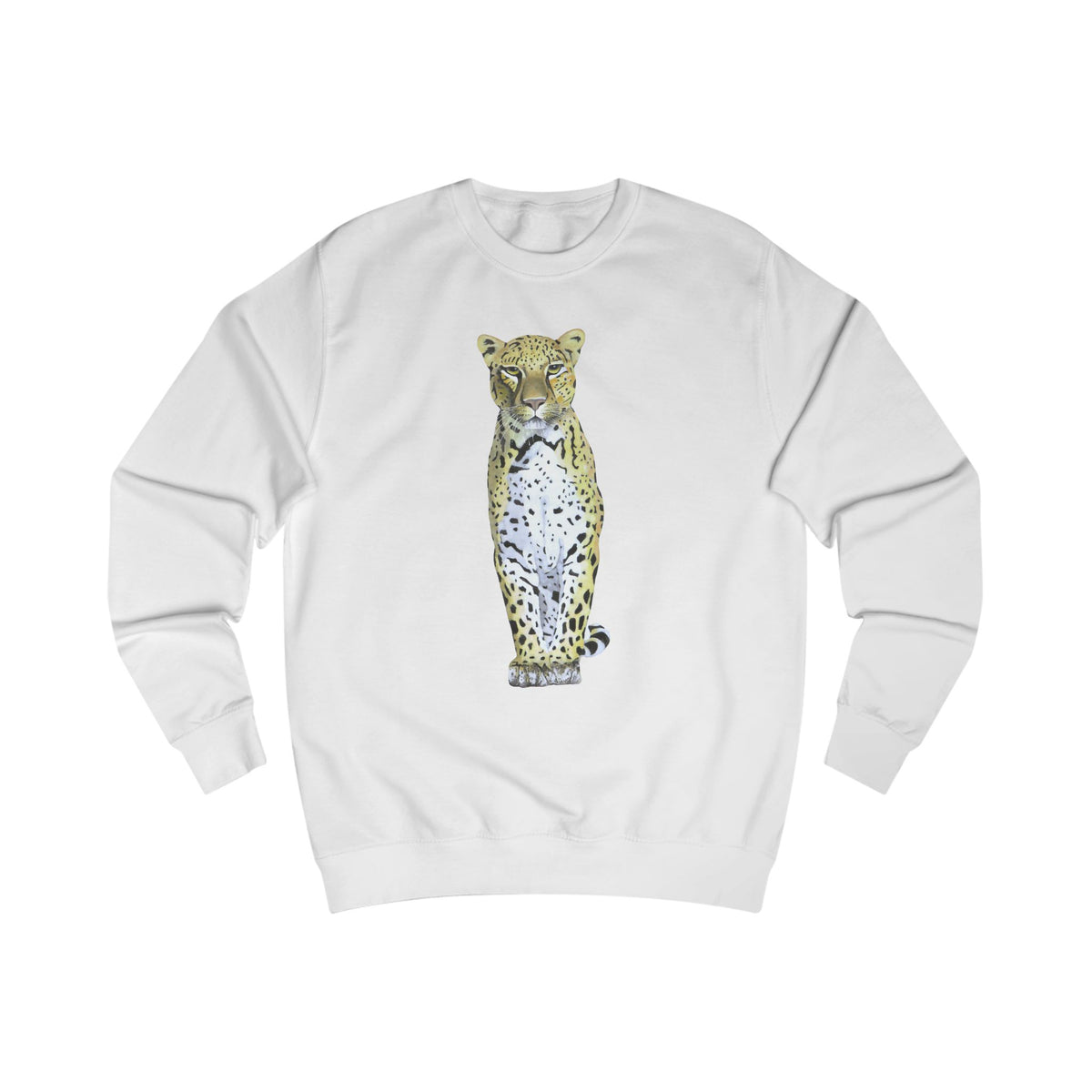 Spotted Leopard Graphic Sweatshirt - Retro Botanical Wildlife Sweater