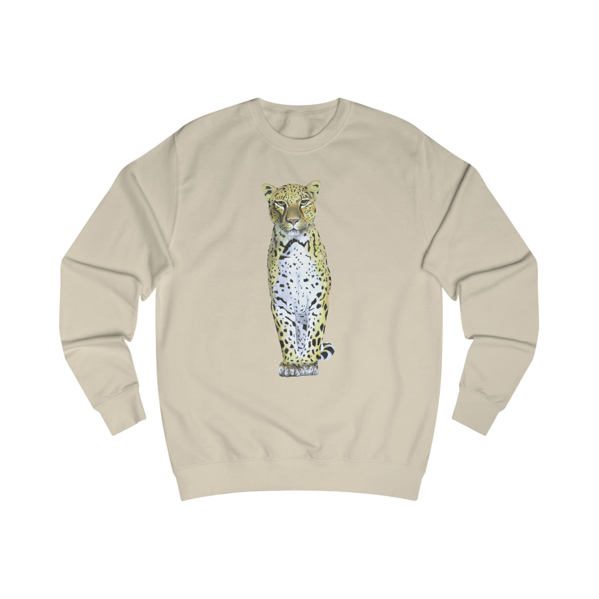 Spotted Leopard Graphic Sweatshirt - Retro Botanical Wildlife Sweater