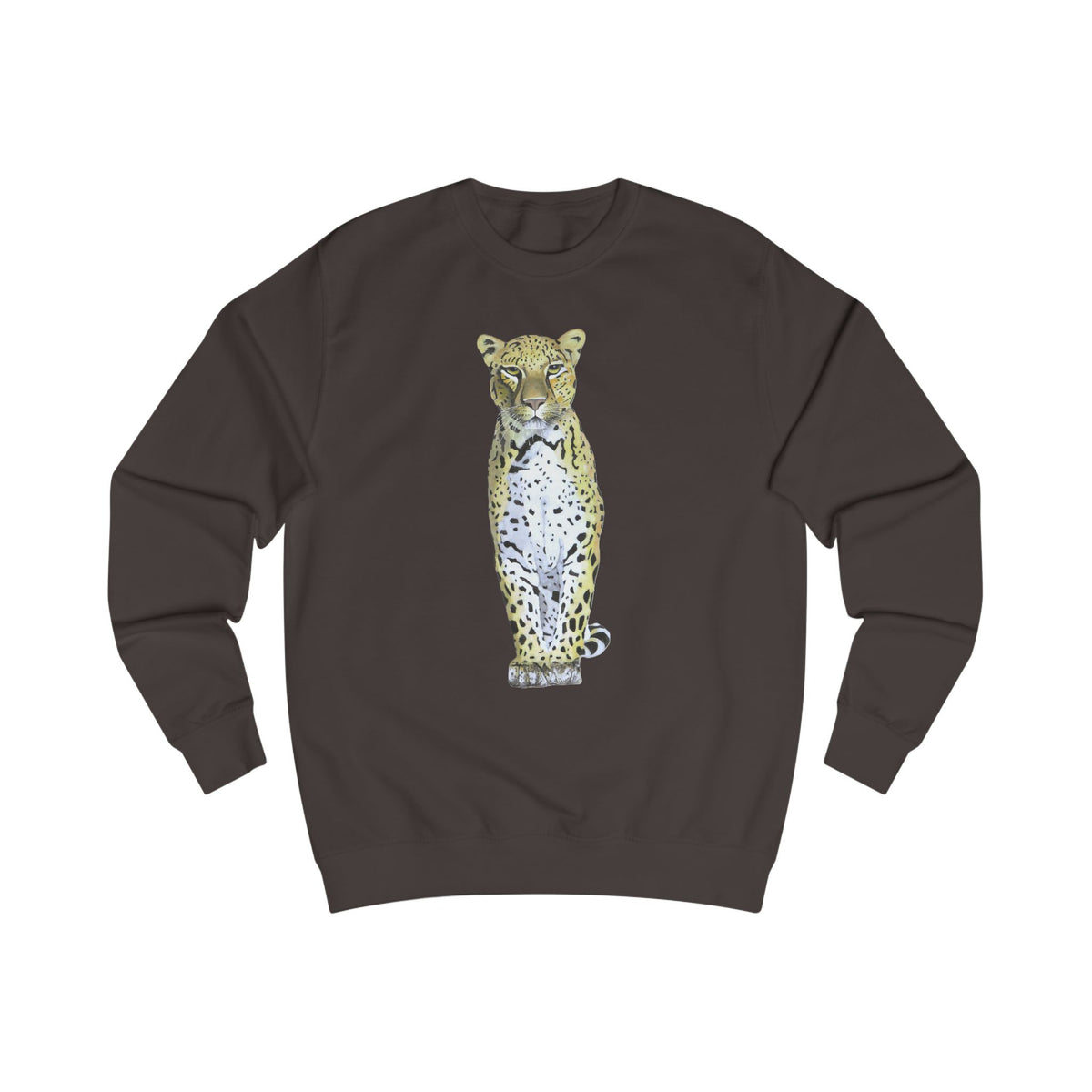 Spotted Leopard Graphic Sweatshirt - Retro Botanical Wildlife Sweater