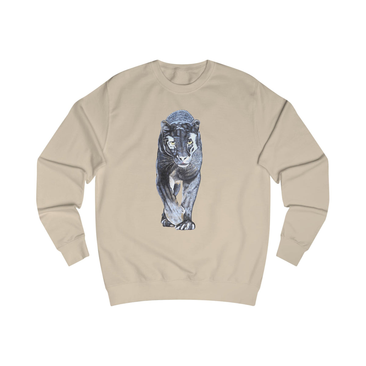 Midnight Black Panther Sweatshirt - Hand-Drawn Wildlife Art Print