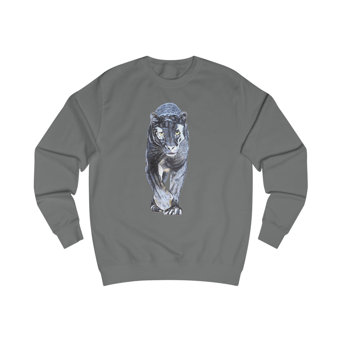 Midnight Black Panther Sweatshirt - Hand-Drawn Wildlife Art Print