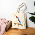 Woodland Kingfisher Graphic Tote Bag - Hand-Drawn Wilderness Market Bag