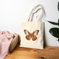 Monarch Butterfly Canvas Tote Bag - Vintage Botanical Art Shopping Bag